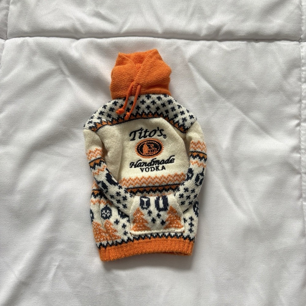Tito's Handmade Vodka Sweater For Dog‎ People Bottle Koozie Holiday Fair Isle